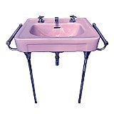 Antique Vitreous China Console Sink in  Orchid Pink - Circa 1950