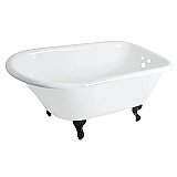 48-Inch Cast Iron Roll Top Clawfoot Tub with 3-3/8 Inch Wall Drillings, White/Matte Black