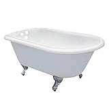 54-Inch Cast Iron Roll Top Clawfoot Tub with 3-3/8 Inch Wall Drillings, White/Polished Chrome