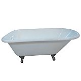 54-Inch Cast Iron Roll Top Clawfoot Tub with 3-3/8 Inch Wall Drillings, White/Oil Rubbed Bronze