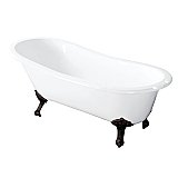 57-Inch Cast Iron Slipper Clawfoot Tub with 7-Inch Faucet Drillings, White/Oil Rubbed Bronze