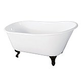 57-Inch Cast Iron Slipper Clawfoot Tub without Faucet Drillings, White/Oil Rubbed Bronze