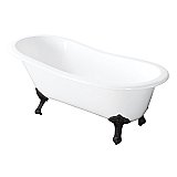 57-Inch Cast Iron Slipper Clawfoot Tub without Faucet Drillings, White/Matte Black