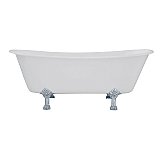 67-Inch Cast Iron Double Slipper Clawfoot Tub (No Faucet Drillings), White/Polished Chrome