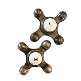 Antique Brass and Porcelain Faucet Handle Pair - H & C