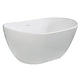 57-Inch Solid Surface White Stone Freestanding Tub with Drain, Matte White