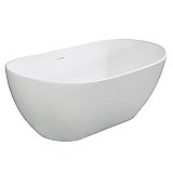 Arcticstone 65-Inch Solid Surface White Stone Freestanding Tub with Drain, Matte White