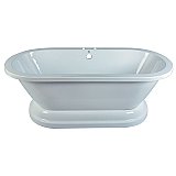 67-Inch Acrylic Double Ended Pedestal Tub with 7-Inch Faucet Drillings, White