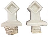 Pair of Antique Porcelain Tile-In Square Towel Rod or Bar Holders - Circa 1920