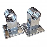 Antique Hall Mack Surface Mount Mid-Century Chrome Grab Bar Brackets or Towel Bar Ends for Round Rod