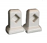 Antique Surface Mount Art Deco White Ceramic Towel Bar Ends for Square Rod with Mounting Hardware