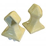 Antique American Olean Yellow Porcelain Tiled-In Towel Bar End Pair