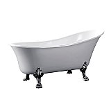 51-Inch Acrylic Single Slipper Clawfoot Tub (No Faucet Drillings), White/Polished Chrome