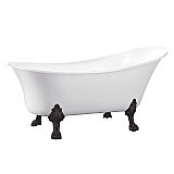 51-Inch Acrylic Single Slipper Clawfoot Tub (No Faucet Drillings), White/Oil Rubbed Bronze