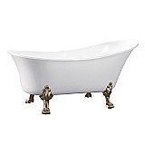 51-Inch Acrylic Single Slipper Clawfoot Tub (No Faucet Drillings), White/Brushed Nickel