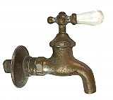 Antique Brass Wall Mount Faucet With Porcelain Handle