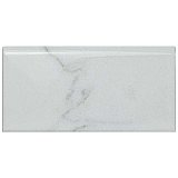Classico Carrara Glossy Bullnose 3" x 6" Ceramic Trim - Marble Look Subway Tile - Sold Per Piece - 1 Square Feet Per Piece