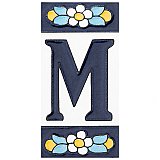 Sevillano Flora Address Letter M 2-1/8" x 4-3/8" Ceramic Wall Tile - Sold by the individual piece