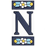 Sevillano Flora Address Letter N 2-1/8" x 4-3/8" Ceramic Wall Tile - Sold by the individual piece