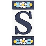 Sevillano Flora Address Letter S 2-1/8" x 4-3/8" Ceramic Wall Tile - Sold by the individual piece