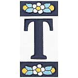 Sevillano Flora Address Letter T 2-1/8" x 4-3/8" Ceramic Wall Tile - Sold by the individual piece