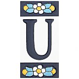 Sevillano Flora Address Letter U 2-1/8" x 4-3/8" Ceramic Wall Tile - Sold by the individual piece