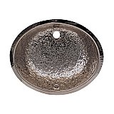 Decorative Oval Hammered Textured Undermount Basin with Overflow and a 1 1/4" Rear Center Drain - Polished Stainless Steel