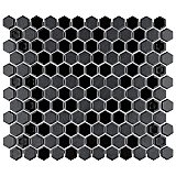 Citi 1" Porcelain Hex Tile - Black - Per Case of 10 Sheets - 8.56 Square Feet
