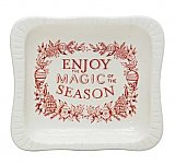 Stoneware Soap Dish or Plate with "Enjoy the Magic of the Season"