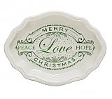 Stoneware Soap Dish or Plate with "Merry Christmas Peace Love Hope"