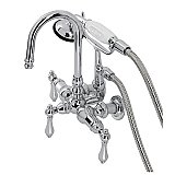 Kingston Brass CA8T1 Vintage 3-3/8" Tub Wall Mount Clawfoot Tub Faucet with Hand Shower, Polished Chrome