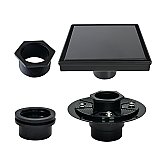 Kingston Brass BSFK6620 Watercourse 6" Square Shower Drain with Flange, Matte Black