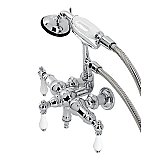 Kingston Brass CA24T1 Vintage 3-3/8" Tub Wall Mount Clawfoot Tub Faucet with Hand Shower, Polished Chrome