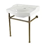 Kingston Brass VPB33083ST Victorian 30-Inch Console Sink with Stainless Steel Legs, Antique Brass