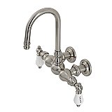 Kingston Brass CA3T8 Vintage 3-3/8" Tub Wall Mount Clawfoot Tub Faucet, Brushed Nickel