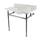 Kingston Brass KVBH3622M86 Addington 36" Console Sink with Brass Legs (8-Inch, 3 Hole), Marble White/Polished Nickel