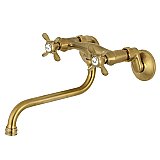 Kingston Brass KS115SB Essex Two Handle Wall Mount Bathroom Faucet, Brushed Brass