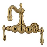 Kingston Brass CC1001T2 Vintage 3-3/8-Inch Wall Mount Tub Faucet, Polished Brass