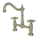 Kingston Brass KS1178AX Heritage Bridge Kitchen Faucet, Brushed Nickel