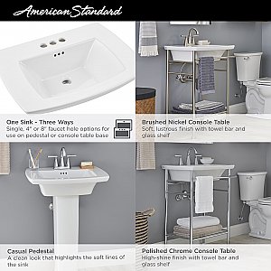 American Standard Edgemere® Fire Clay Sink Basin Top - 8" Widespread