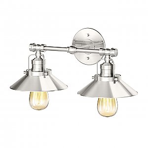Modern Farmhouse Retro Double Sconce - Satin Nickel
