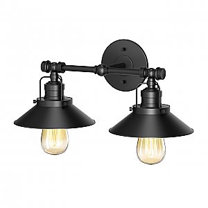 Modern Farmhouse Retro Double Sconce - Matte Black
