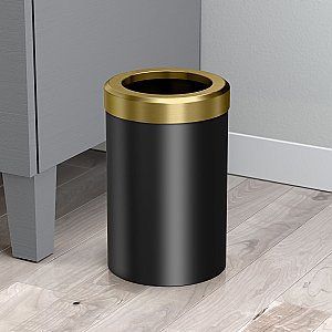 Round Waste Basket - Matte Black / Brushed Brass