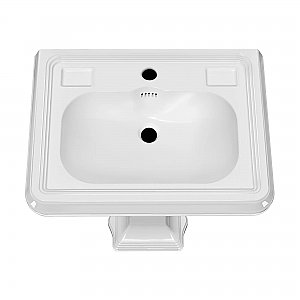 29" Traditional Single Hole Pedestal Sink w/ Large Rectangular Bowl & Dual Soap Ledges - Overflow Control Rim and Overflow