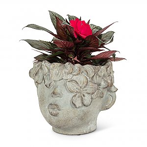 Medium Kissing Face Concrete Planter