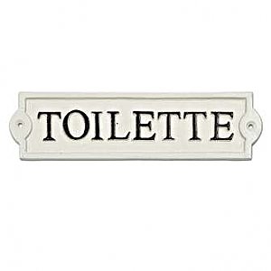 "Toilette" Bathroom Sign - White Cast Iron