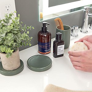 Eco Ceramic Soap Dish for Bathroom Countertop or Kitchen Sink - Moss Green