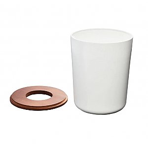 Eco Waste Can w/ Paulownia Wood Lid  - Coconut White