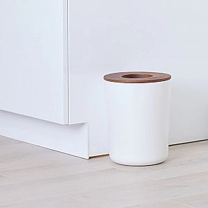 Eco Waste Can w/ Paulownia Wood Lid  - Coconut White
