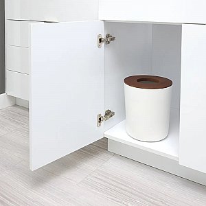 Eco Waste Can w/ Paulownia Wood Lid  - Coconut White